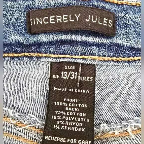 Women's Blue Distressed Jeans - Picture 3 of 3